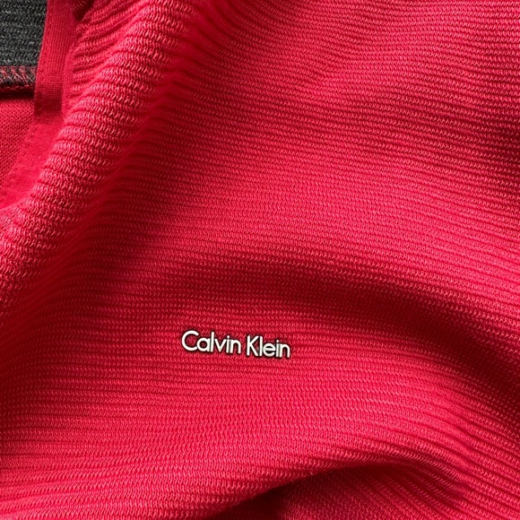 Calvin Klein red men’s quarter zip sweatshirt with collar red with gray accent - Picture 2 of 3